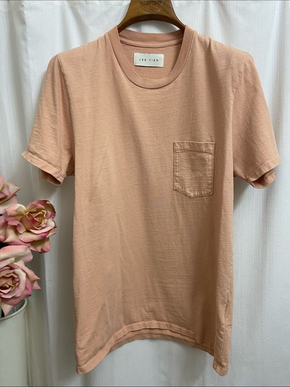 Les Tien Premium Cotton Neutral Peach Short Sleeve Pocket Tee